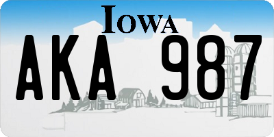 IA license plate AKA987