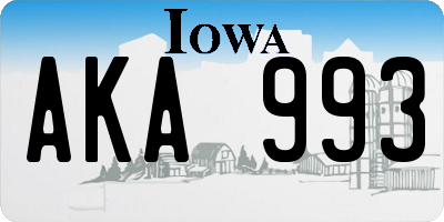 IA license plate AKA993