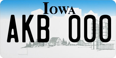 IA license plate AKB000