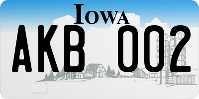 IA license plate AKB002