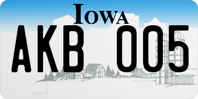 IA license plate AKB005