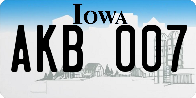 IA license plate AKB007