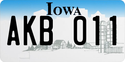 IA license plate AKB011