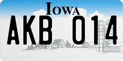 IA license plate AKB014