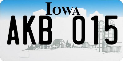 IA license plate AKB015