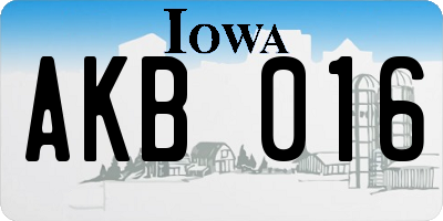 IA license plate AKB016