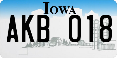 IA license plate AKB018