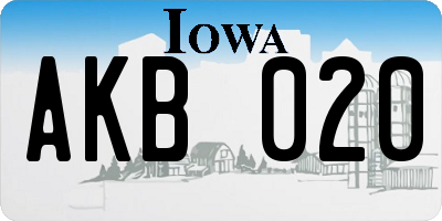 IA license plate AKB020
