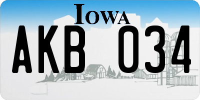 IA license plate AKB034