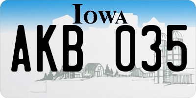 IA license plate AKB035