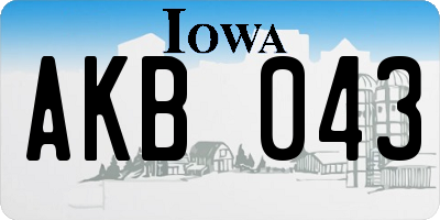 IA license plate AKB043