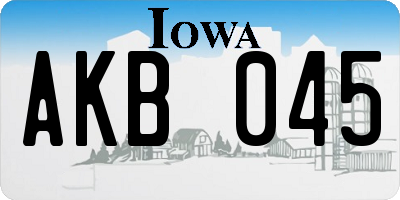 IA license plate AKB045