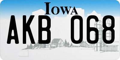 IA license plate AKB068