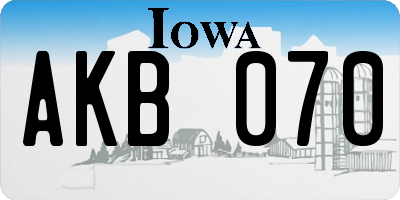 IA license plate AKB070