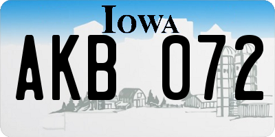 IA license plate AKB072