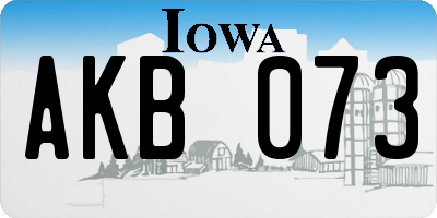 IA license plate AKB073