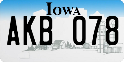 IA license plate AKB078