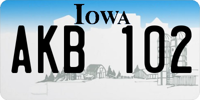 IA license plate AKB102