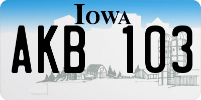 IA license plate AKB103