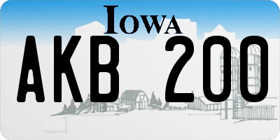 IA license plate AKB200