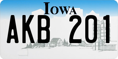 IA license plate AKB201