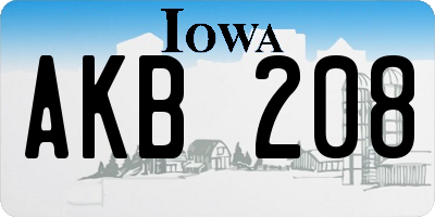 IA license plate AKB208