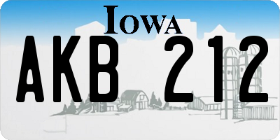 IA license plate AKB212