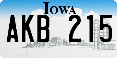 IA license plate AKB215