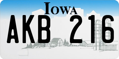 IA license plate AKB216