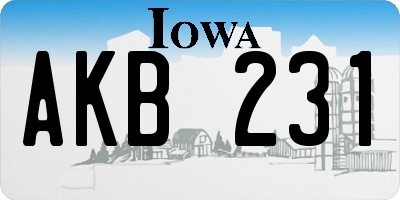 IA license plate AKB231