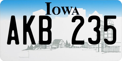 IA license plate AKB235