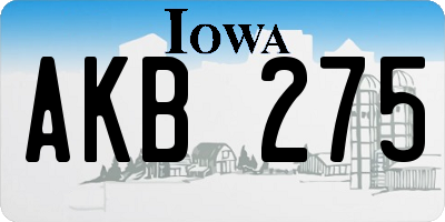 IA license plate AKB275