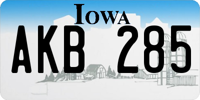 IA license plate AKB285