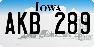IA license plate AKB289