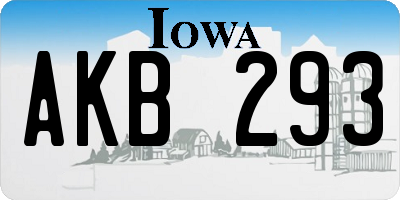 IA license plate AKB293