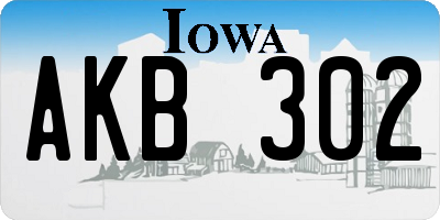 IA license plate AKB302