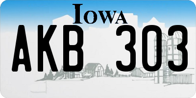 IA license plate AKB303