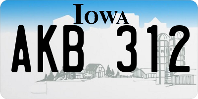 IA license plate AKB312