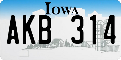 IA license plate AKB314