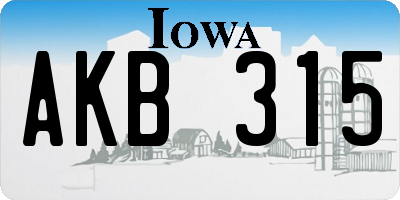 IA license plate AKB315