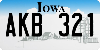 IA license plate AKB321