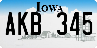 IA license plate AKB345