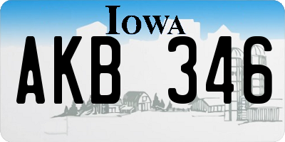 IA license plate AKB346