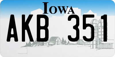 IA license plate AKB351