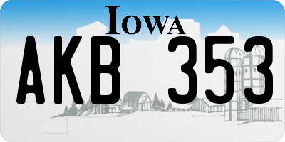 IA license plate AKB353