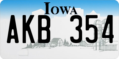 IA license plate AKB354