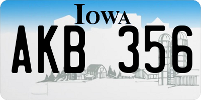 IA license plate AKB356