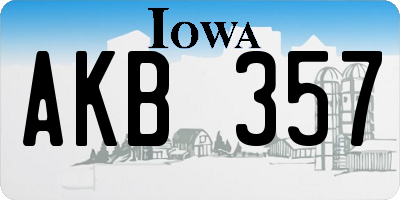 IA license plate AKB357
