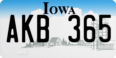 IA license plate AKB365