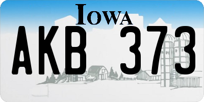 IA license plate AKB373